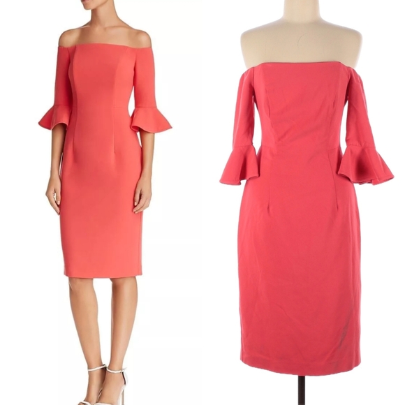 BLACK HALO Madigan Coral Tailored Sheath Dress Cocktail Party Formal Wedding - Picture 1 of 8